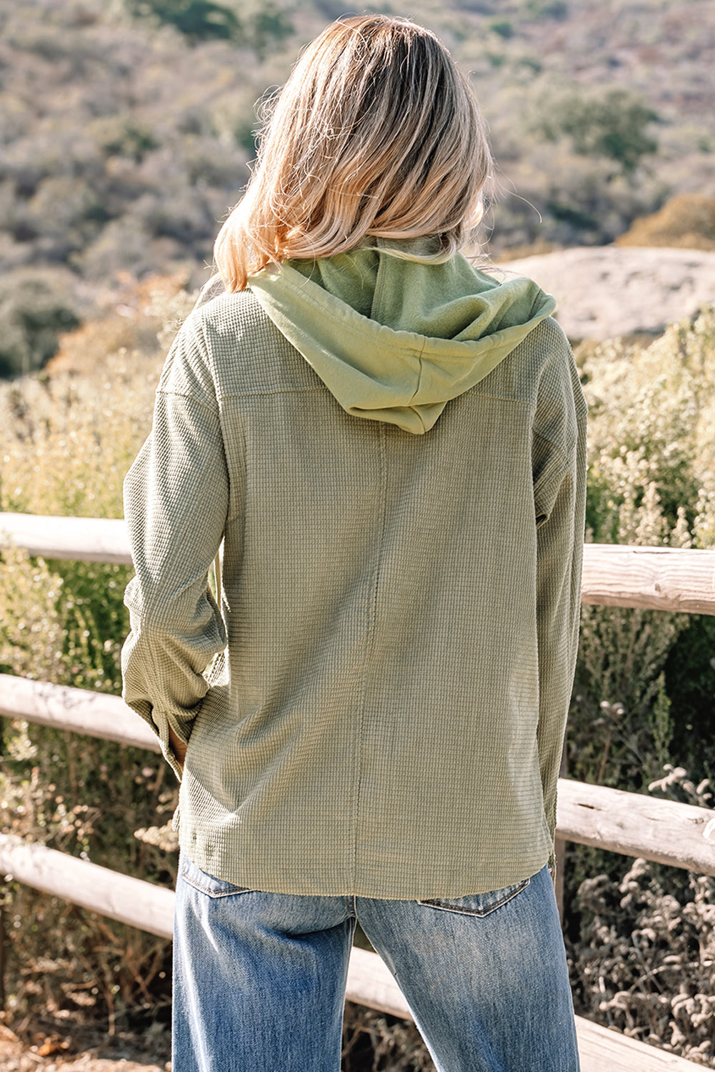 Laurel Green Two In One Thermal Knit Textured Hooded Jacket For Women Winter Outerwear Dear-Lover Dropshipping